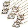 Oro Laminado Pendant Necklace, Gold Filled Style Heart Design, with Garnet and White Cubic Zirconia, Polished, Golden Finish, 04.210.0001.2.18 (02 MM Thickness, 18 Inches Length)