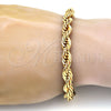 Gold Tone Basic Bracelet, Rope Design, Polished, Golden Finish, 04.242.0044.09GT (08 MM Thickness, 9 Inches Length)