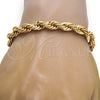 Gold Tone Basic Bracelet, Rope Design, Polished, Golden Finish, 04.242.0044.09GT (08 MM Thickness, 9 Inches Length)