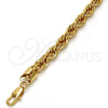 Gold Tone Basic Bracelet, Rope Design, Polished, Golden Finish, 04.242.0044.09GT (08 MM Thickness, 9 Inches Length)