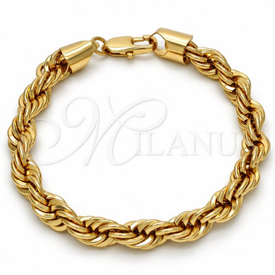 Gold Tone Basic Bracelet, Rope Design, Polished, Golden Finish, 04.242.0044.09GT (08 MM Thickness, 9 Inches Length)