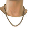 Gold Tone Basic Necklace, Rope Design, Polished, Golden Finish, 04.242.0044.24 (08 MM Thickness, 24 Inches Length)