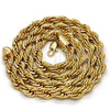 Gold Tone Basic Necklace, Rope Design, Polished, Golden Finish, 04.242.0044.24GT (08 MM Thickness, 24 Inches Length)