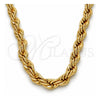 Gold Tone Basic Necklace, Rope Design, Polished, Golden Finish, 04.242.0044.24 (08 MM Thickness, 24 Inches Length)