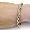 Gold Tone Basic Bracelet, Rope Design, Polished, Golden Finish, 04.242.0043.08GT (07 MM Thickness, 8 Inches Length)