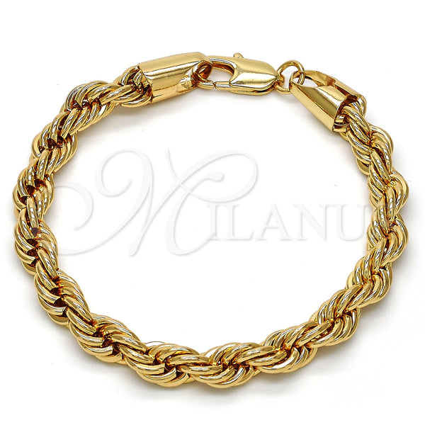 Gold Plated Bracelet — Basic Bracelet Rope Design Polished 04. .08GT 07 — main product view — SKU 109266 | Chapa de Oro brazalete — básico Bracelet Rope diseño pulido 04. .08GT 07 — SKU 109266