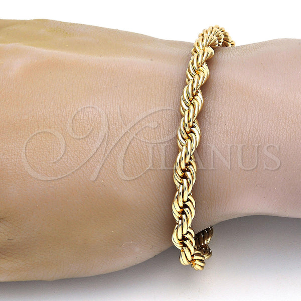Gold Plated Bracelet — Basic Bracelet Rope Design Polished 04. .09GT 07 — main product view — SKU 109267 | Chapa de Oro brazalete — básico Bracelet Rope diseño pulido 04. .09GT 07 — SKU 109267