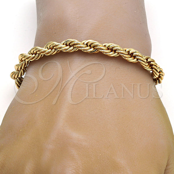 Gold Plated Bracelet — Basic Bracelet Rope Design Polished 04. .09GT 07 — alternate product view — SKU 109267 | Chapa de Oro brazalete — básico Bracelet Rope diseño pulido 04. .09GT 07 — SKU 109267