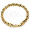 Gold Tone Basic Bracelet, Rope Design, Polished, Golden Finish, 04.242.0043.09GT (07 MM Thickness, 9 Inches Length)