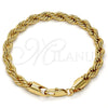 Gold Tone Basic Bracelet, Rope Design, Polished, Golden Finish, 04.242.0043.09GT (07 MM Thickness, 9 Inches Length)