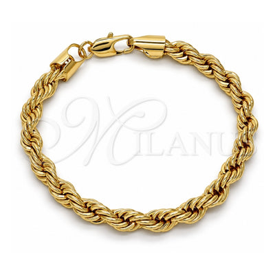 Gold Tone Basic Bracelet, Rope Design, Polished, Golden Finish, 04.242.0043.09GT (07 MM Thickness, 9 Inches Length)