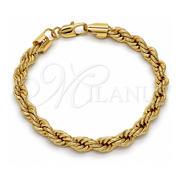 Gold Tone Basic Bracelet, Rope Design, Polished, Golden Finish, 04.242.0043.09GT (07 MM Thickness, 9 Inches Length)