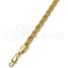 Gold Tone Basic Necklace, Rope Design, Polished, Golden Finish, 04.242.0043.28GT (07 MM Thickness, 28 Inches Length)