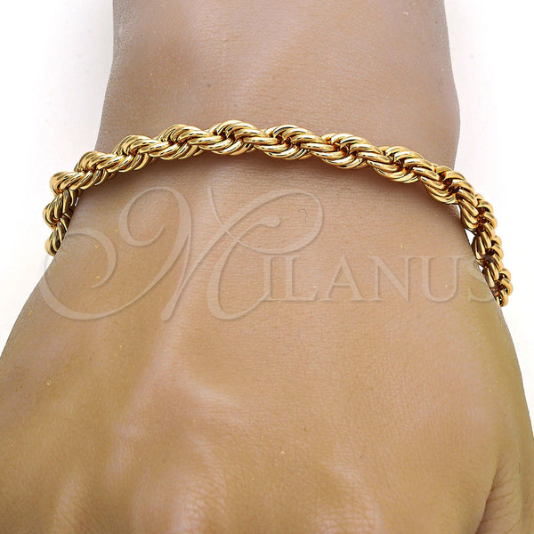 Gold Plated Bracelet — Basic Bracelet Rope Design Polished 04. .09GT 06 — main product view — SKU 109272 | Chapa de Oro brazalete — básico Bracelet Rope diseño pulido 04. .09GT 06 — SKU 109272