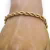 Gold Tone Basic Bracelet, Rope Design, Polished, Golden Finish, 04.242.0042.09GT (06 MM Thickness, 9 Inches Length)