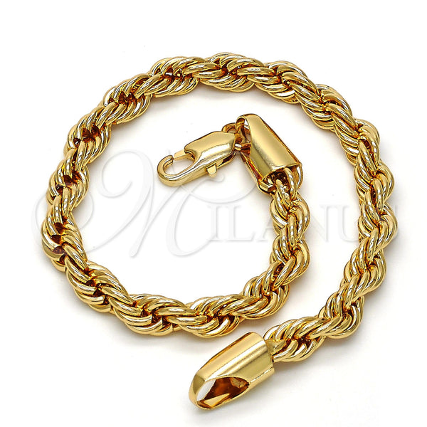 Gold Plated Bracelet — Basic Bracelet Rope Design Polished 04. .09GT 06 — alternate product view — SKU 109272 | Chapa de Oro brazalete — básico Bracelet Rope diseño pulido 04. .09GT 06 — SKU 109272