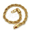 Gold Tone Basic Bracelet, Rope Design, Polished, Golden Finish, 04.242.0042.09GT (06 MM Thickness, 9 Inches Length)