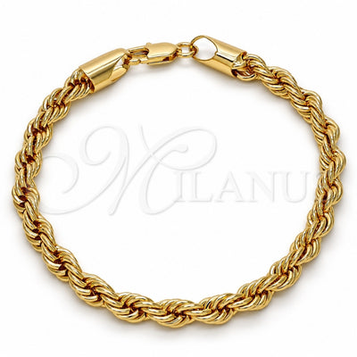 Gold Tone Basic Bracelet, Rope Design, Polished, Golden Finish, 04.242.0042.09GT (06 MM Thickness, 9 Inches Length)