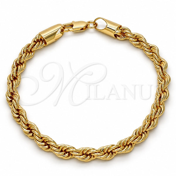 Gold Tone Basic Bracelet, Rope Design, Polished, Golden Finish, 04.242.0042.09GT (06 MM Thickness, 9 Inches Length)