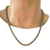 Gold Tone Basic Necklace, Rope Design, Polished, Golden Finish, 04.242.0042.24GT (06 MM Thickness, 24 Inches Length)