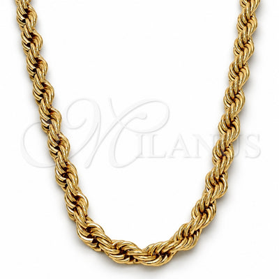Gold Tone Basic Necklace, Rope Design, Polished, Golden Finish, 04.242.0042.24GT (06 MM Thickness, 24 Inches Length)