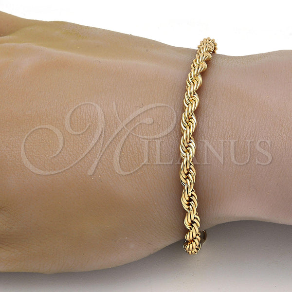 Gold Plated Bracelet — Basic Bracelet Rope Design Polished 04. .08GT 05 — main product view — SKU 109276 | Chapa de Oro brazalete — básico Bracelet Rope diseño pulido 04. .08GT 05 — SKU 109276