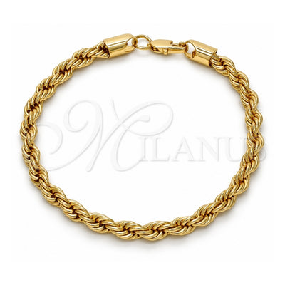 Gold Tone Basic Bracelet, Rope Design, Polished, Golden Finish, 04.242.0041.08GT (05 MM Thickness, 8 Inches Length)