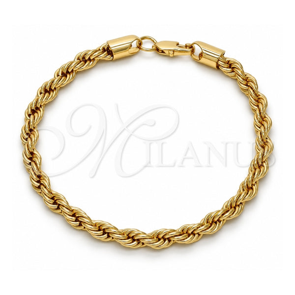Gold Tone Basic Bracelet, Rope Design, Polished, Golden Finish, 04.242.0041.08GT (05 MM Thickness, 8 Inches Length)
