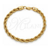 Gold Tone Basic Bracelet, Rope Design, Polished, Golden Finish, 04.242.0041.08GT (05 MM Thickness, 8 Inches Length)