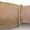 Gold Tone Basic Bracelet, Rope Design, Polished, Golden Finish, 04.242.0041.09GT (05 MM Thickness, 9 Inches Length)