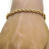 Gold Tone Basic Bracelet, Rope Design, Polished, Golden Finish, 04.242.0041.09GT (05 MM Thickness, 9 Inches Length)