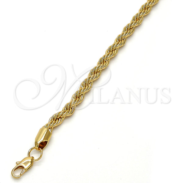 Gold Plated Bracelet — Basic Bracelet Rope Design Polished 04. .09GT 05 — alternate product view — SKU 109277 | Chapa de Oro brazalete — básico Bracelet Rope diseño pulido 04. .09GT 05 — SKU 109277