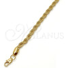 Gold Tone Basic Bracelet, Rope Design, Polished, Golden Finish, 04.242.0041.09GT (05 MM Thickness, 9 Inches Length)