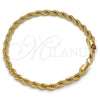 Gold Tone Basic Bracelet, Rope Design, Polished, Golden Finish, 04.242.0041.09GT (05 MM Thickness, 9 Inches Length)