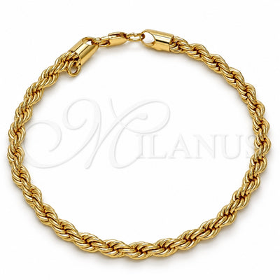 Gold Tone Basic Bracelet, Rope Design, Polished, Golden Finish, 04.242.0041.09GT (05 MM Thickness, 9 Inches Length)