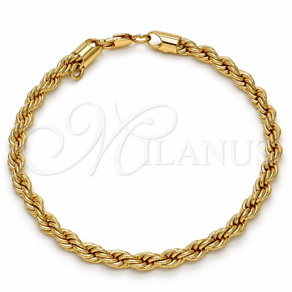 Gold Tone Basic Bracelet, Rope Design, Polished, Golden Finish, 04.242.0041.09GT (05 MM Thickness, 9 Inches Length)