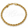 Gold Tone Basic Bracelet, Rope Design, Polished, Golden Finish, 04.242.0041.09GT (05 MM Thickness, 9 Inches Length)