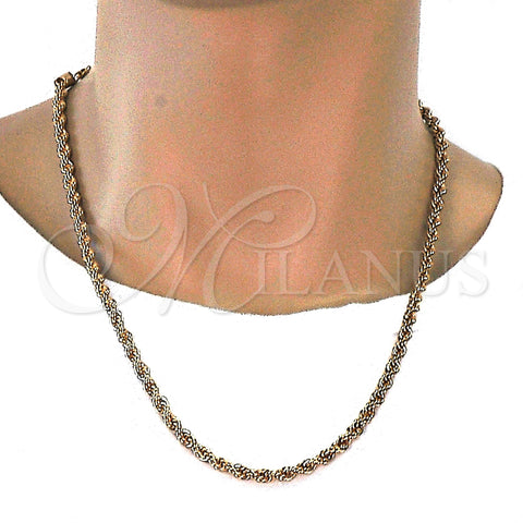 Gold Tone Basic Necklace, Rope Design, Polished, Golden Finish, 04.242.0041.24GT (05 MM Thickness, 24 Inches Length)