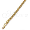 Gold Tone Basic Necklace, Rope Design, Polished, Golden Finish, 04.242.0041.28GT (05 MM Thickness, 28 Inches Length)