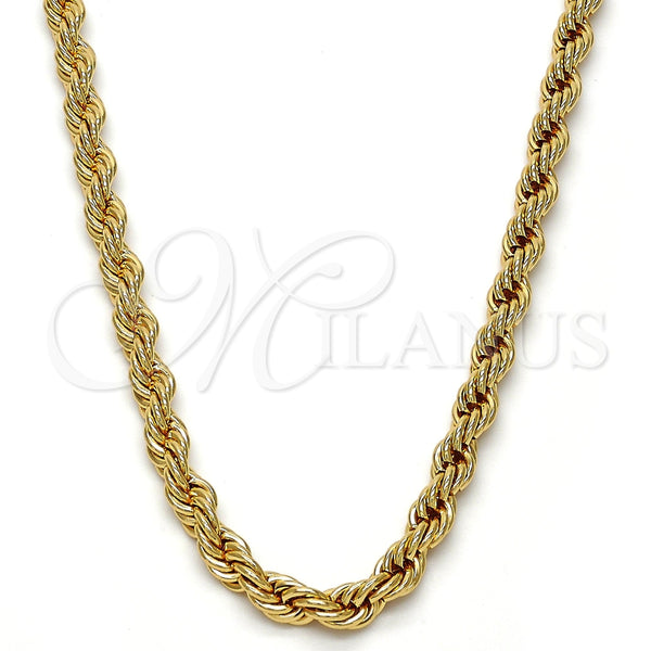 Gold Tone Basic Necklace, Rope Design, Polished, Golden Finish, 04.242.0041.28GT (05 MM Thickness, 28 Inches Length)