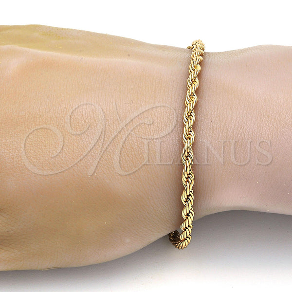 Gold Plated Bracelet — Basic Bracelet Rope Design Polished 04. .09GT 04 — alternate product view — SKU 109282 | Chapa de Oro brazalete — básico Bracelet Rope diseño pulido 04. .09GT 04 — SKU 109282