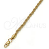 Gold Tone Basic Bracelet, Rope Design, Polished, Golden Finish, 04.242.0040.09GT (04 MM Thickness, 9 Inches Length)