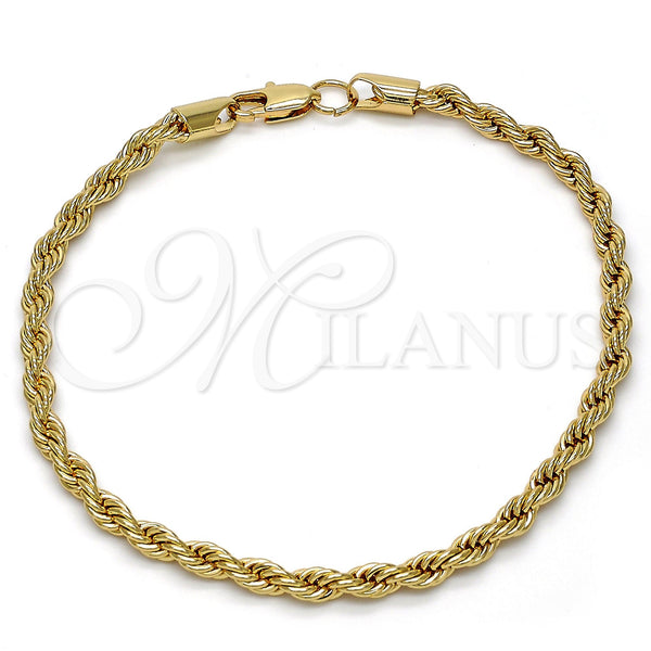 Gold Plated Bracelet — Basic Bracelet Rope Design Polished 04. .09GT 04 — main product view — SKU 109282 | Chapa de Oro brazalete — básico Bracelet Rope diseño pulido 04. .09GT 04 — SKU 109282