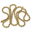 Gold Tone Basic Necklace, Rope Design, Polished, Golden Finish, 04.242.0040.28GT (04 MM Thickness, 28 Inches Length)