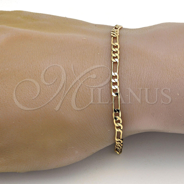 Gold Plated Bracelet — Basic Bracelet Figaro Design Polished 04. .09GT Gauge — main product view — SKU 109287 | Chapa de Oro brazalete — básico Bracelet Figaro diseño pulido 04. .09GT Gauge — SKU 109287