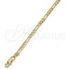 Gold Tone Basic Bracelet, Figaro Design, Polished, Golden Finish, 04.242.0015.09GT (120 Gauge, 04 MM Thickness, 9 Inches Length)