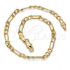 Gold Tone Basic Bracelet, Figaro Design, Polished, Golden Finish, 04.242.0015.09GT (120 Gauge, 04 MM Thickness, 9 Inches Length)