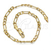 Gold Tone Basic Bracelet, Figaro Design, Polished, Golden Finish, 04.242.0015.09GT (120 Gauge, 04 MM Thickness, 9 Inches Length)