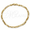 Gold Tone Basic Bracelet, Figaro Design, Polished, Golden Finish, 04.242.0015.09GT (120 Gauge, 04 MM Thickness, 9 Inches Length)