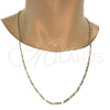 Gold Tone Basic Necklace, Figaro Design, Polished, Golden Finish, 04.242.0015.28GT (120 Gauge, 04 MM Thickness, 28 Inches Length)